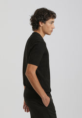 Polo in maglia a coste|Colore:Nero