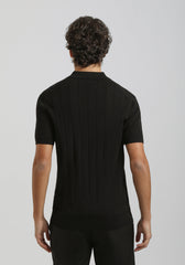 Polo in maglia a coste|Colore:Nero