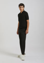 Polo in maglia a coste|Colore:Nero