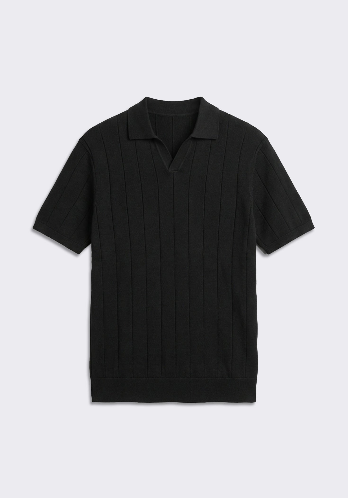 Polo in maglia a coste|Colore:Nero