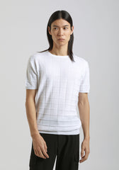 T-shirt in maglia a quadri|Colore:Bianco