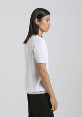 T-shirt in maglia a quadri|Colore:Bianco