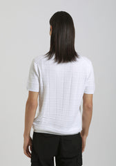 T-shirt in maglia a quadri|Colore:Bianco