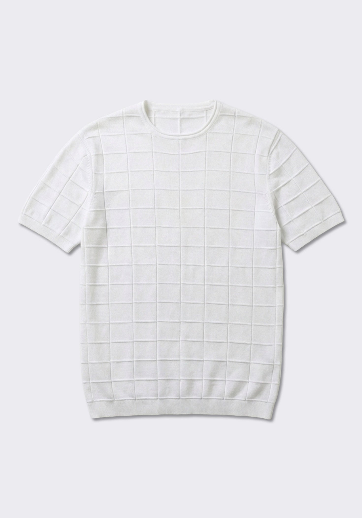 T-shirt in maglia a quadri|Colore:Bianco