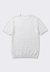 T-shirt in maglia a quadri|Colore:Bianco