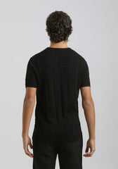 T-shirt in maglia a quadri|Colore:Nero