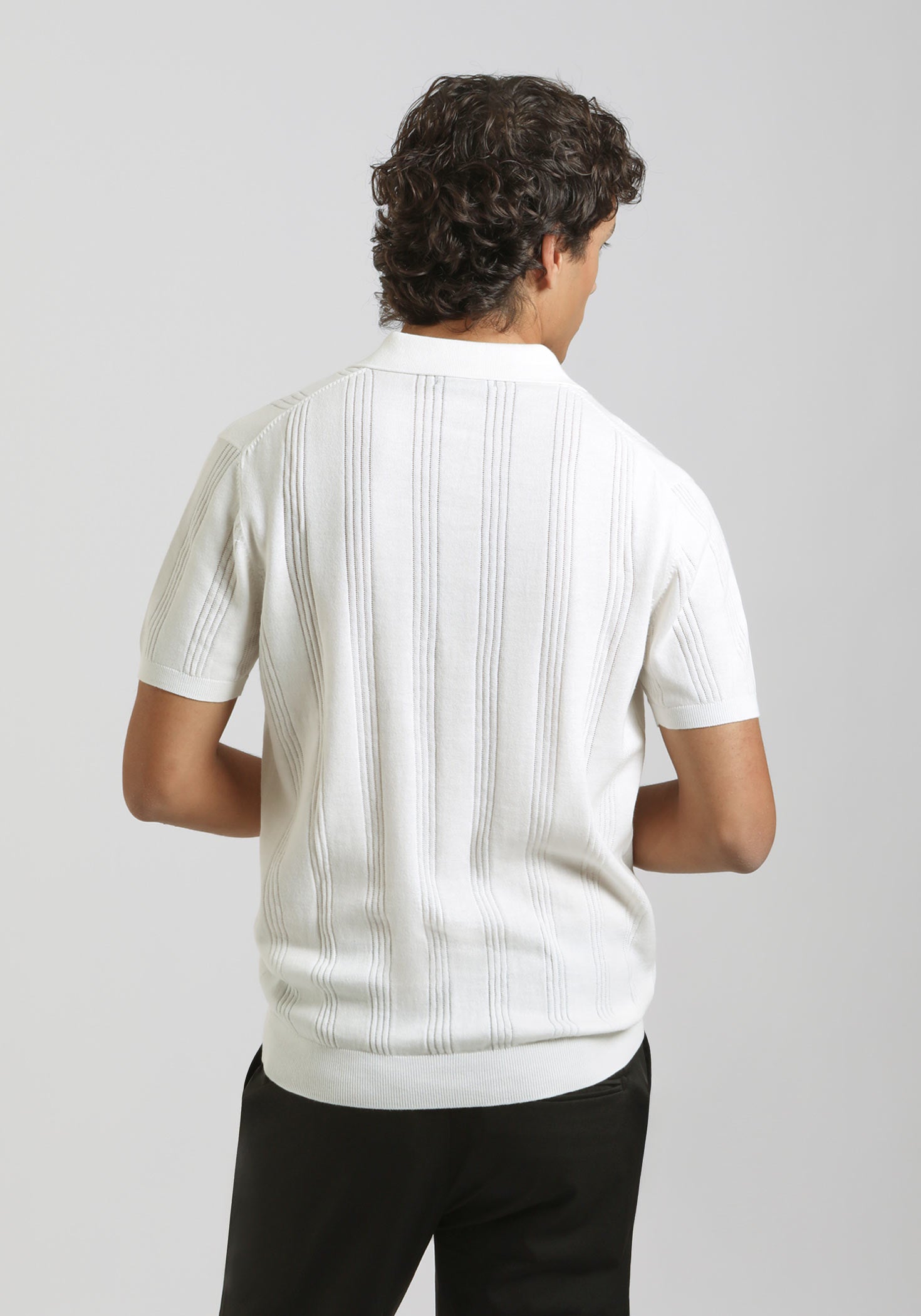 Polo in maglia rigata|Colore:Off white