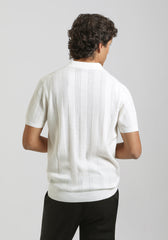 Polo in maglia rigata|Colore:Off white