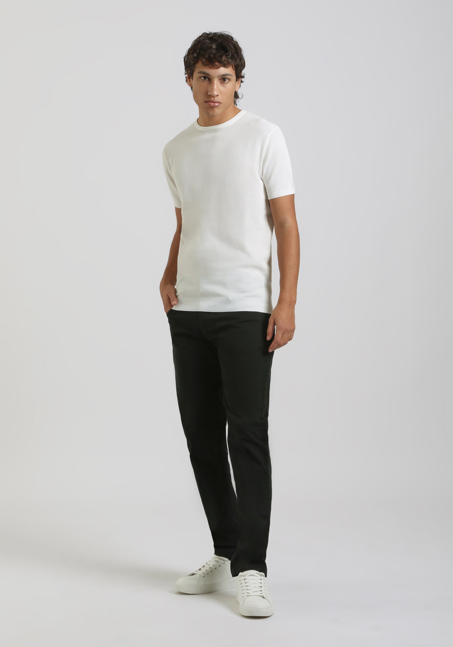 T-shirt in maglia|Colore:Off white