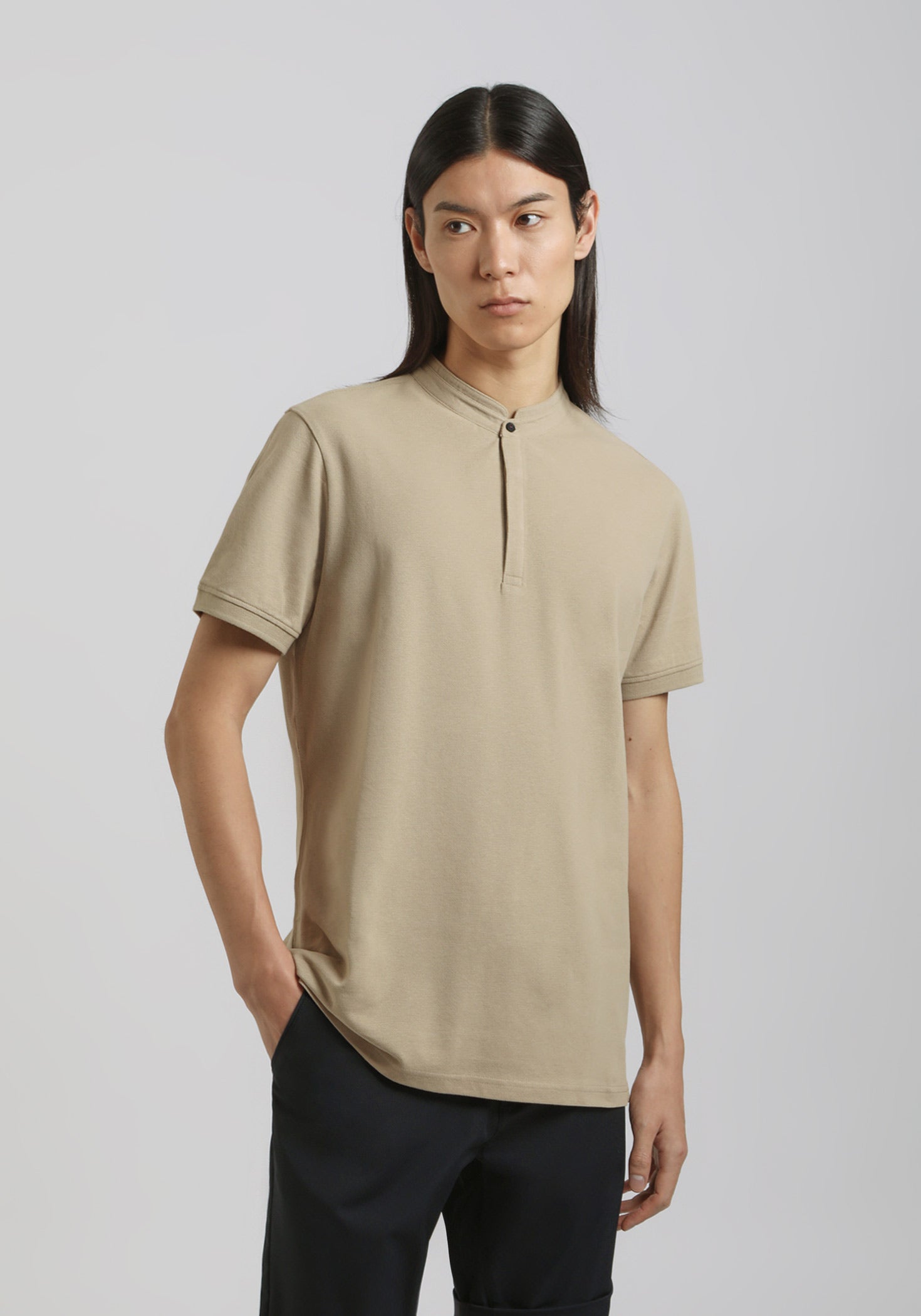 Polo coreana 100% cotone|Colore:Beige