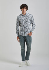 Camicia manica lunga con fantasia|Colore:Bianco