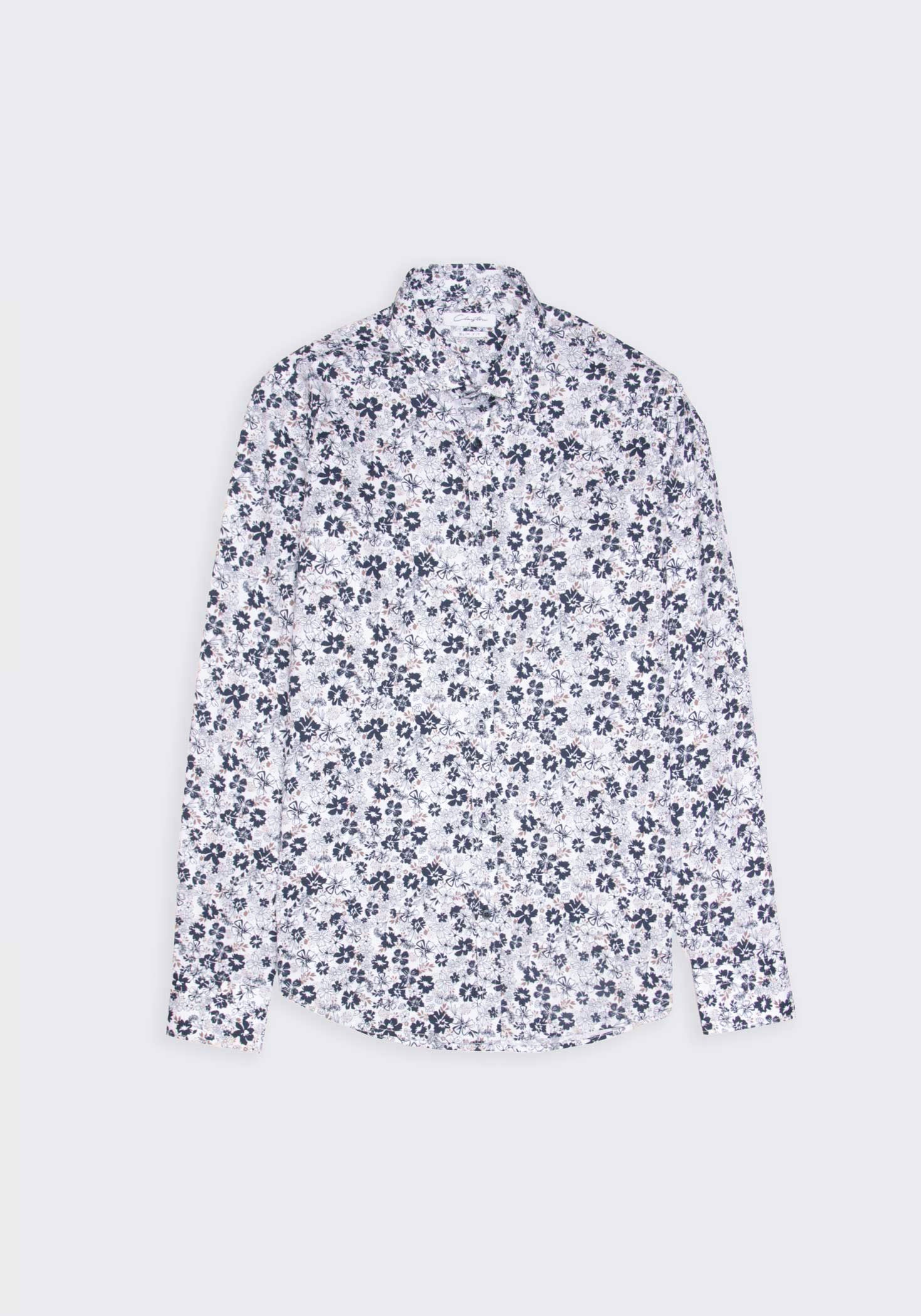 Camicia manica lunga con fantasia|Colore:Bianco