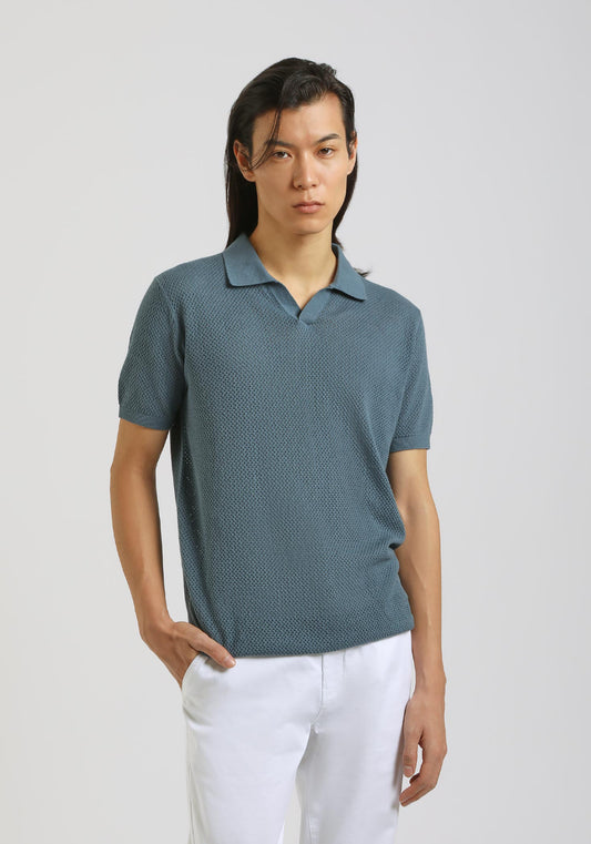 Polo in maglia forata|Colore:Ciano