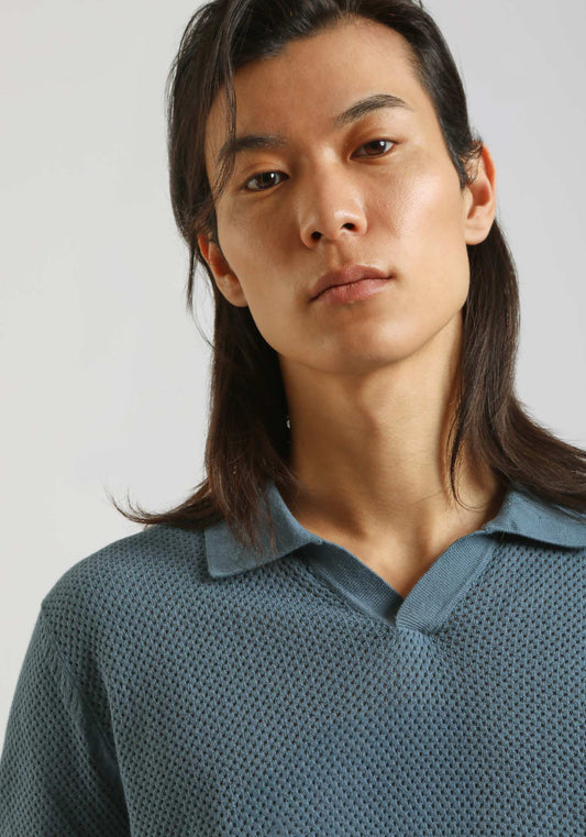 Polo in maglia forata|Colore:Ciano