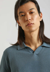 Polo in maglia forata|Colore:Ciano