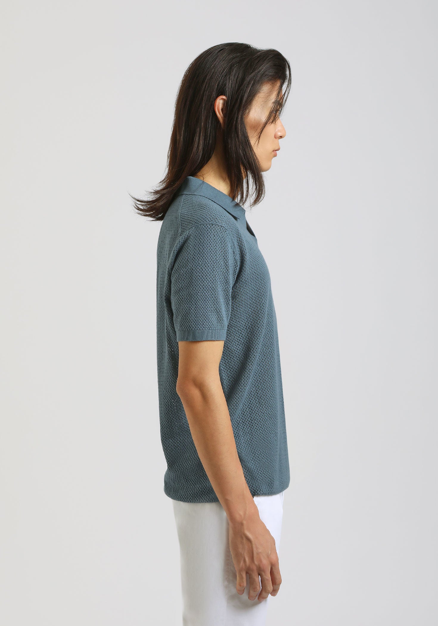 Polo in maglia forata|Colore:Ciano