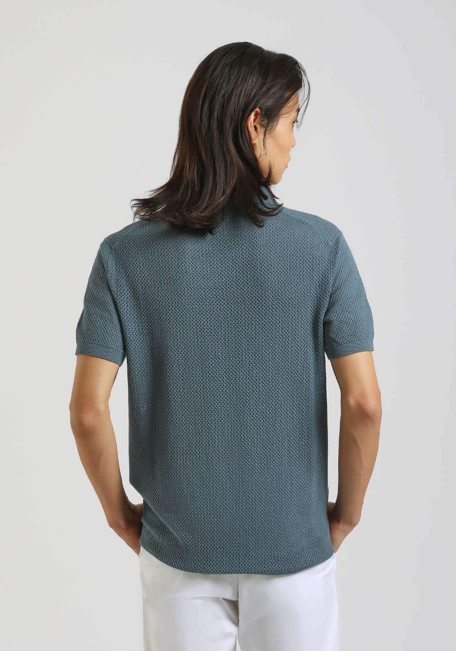 Polo in maglia forata|Colore:Ciano