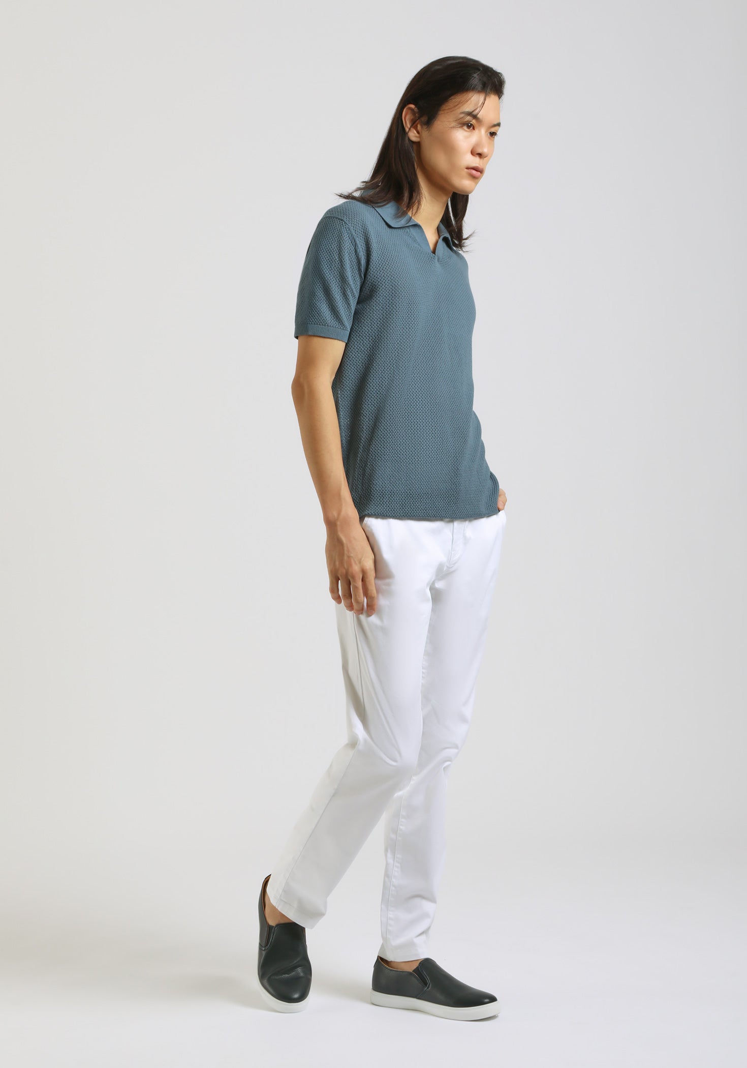 Polo in maglia forata|Colore:Ciano