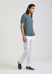 Polo in maglia forata|Colore:Ciano