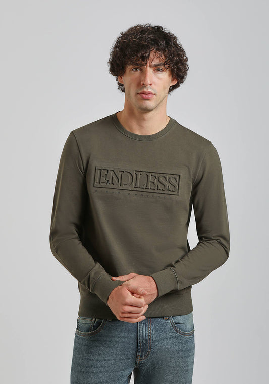 Felpa girocollo con stampa a rilievo|Colore:Verde