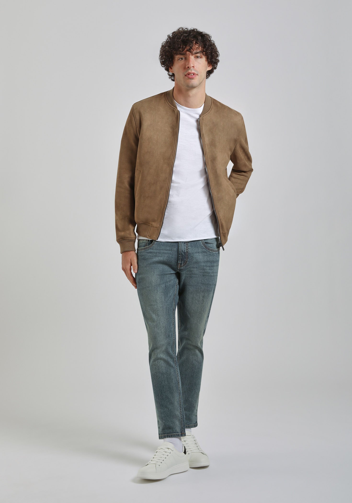 Giubbotto bomber effetto camoscio|Colore:Beige