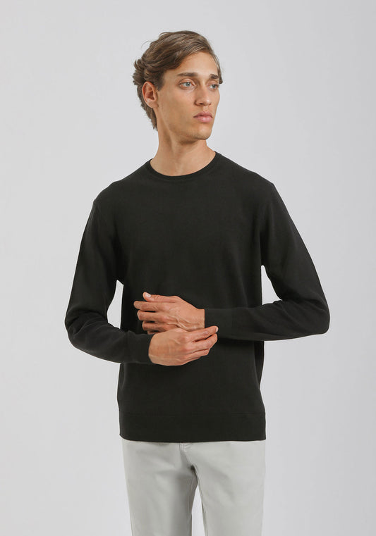 Maglia girocollo tinta unita|Colore:Nero