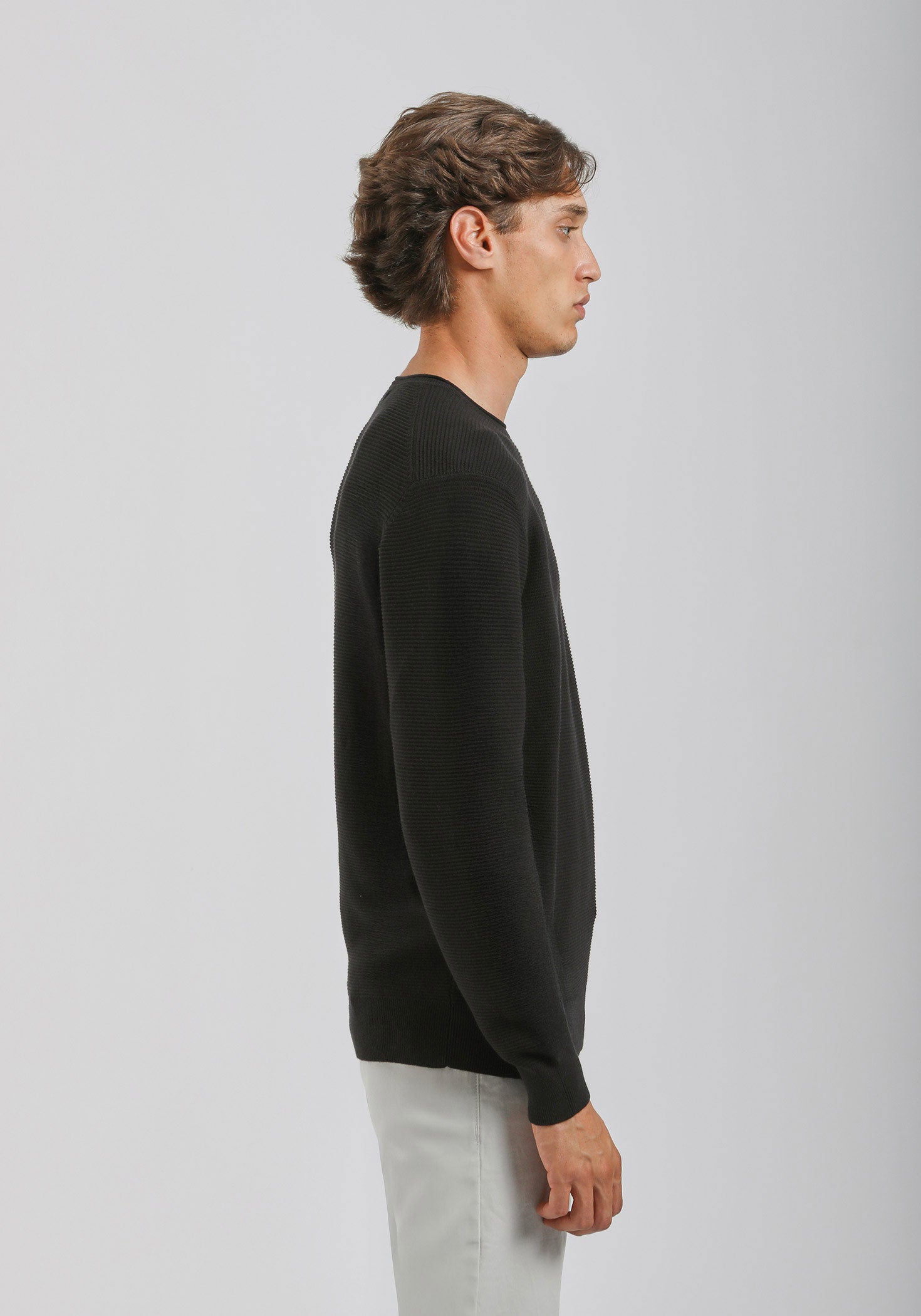 Maglia girocollo tinta unita|Colore:Nero