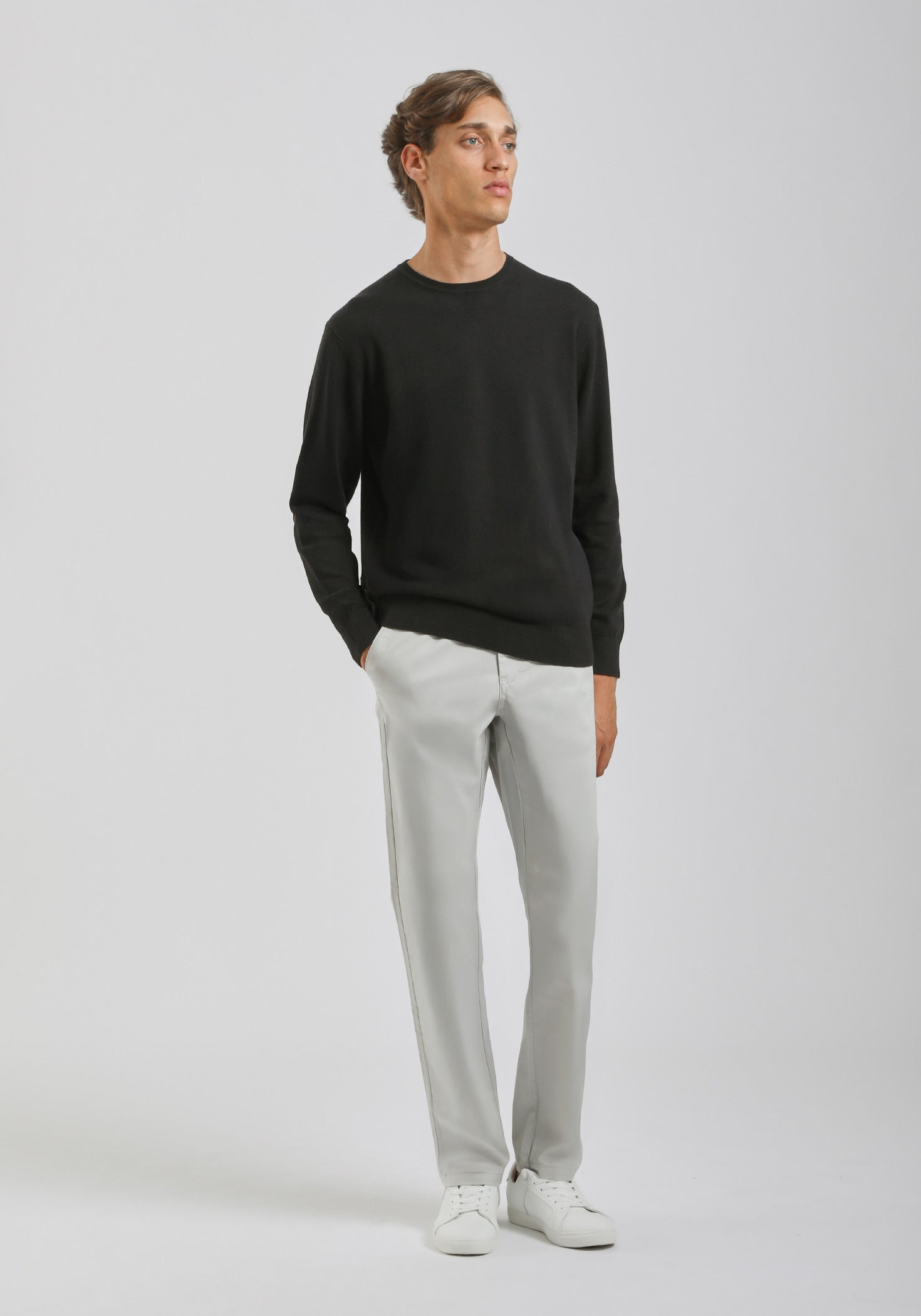 Maglia girocollo tinta unita|Colore:Nero