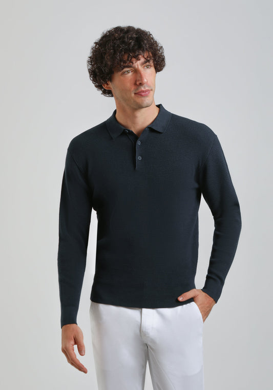 Polo manica lunga con bottoni|Colore:Avion