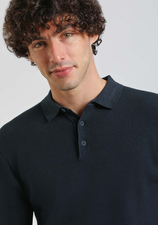 Polo manica lunga con bottoni|Colore:Avion