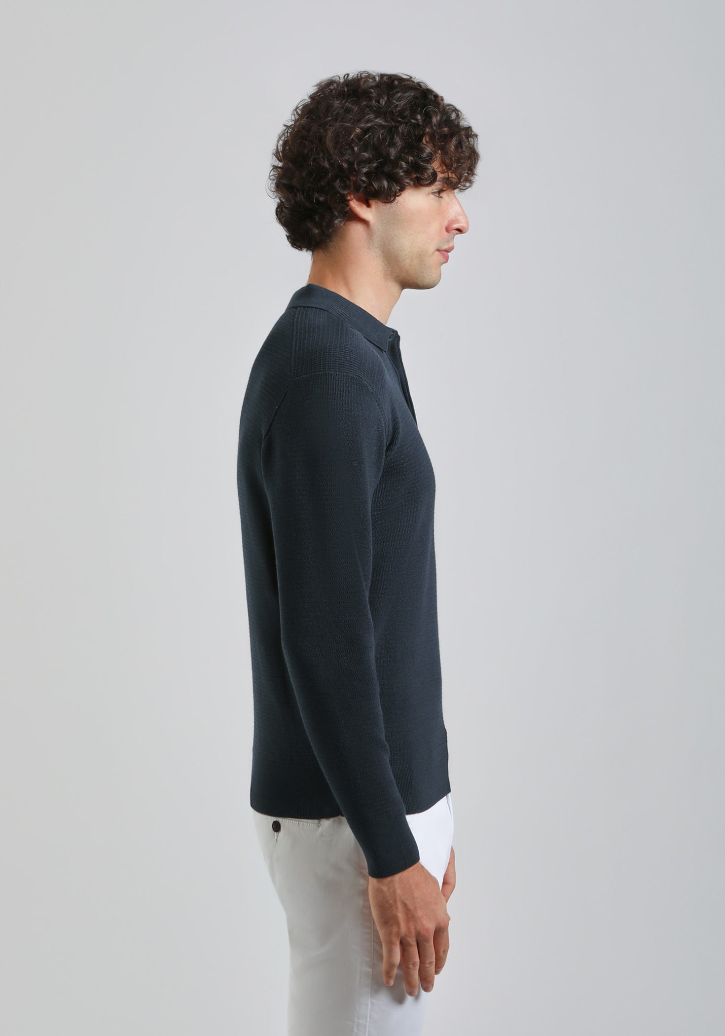 Polo manica lunga con bottoni|Colore:Avion