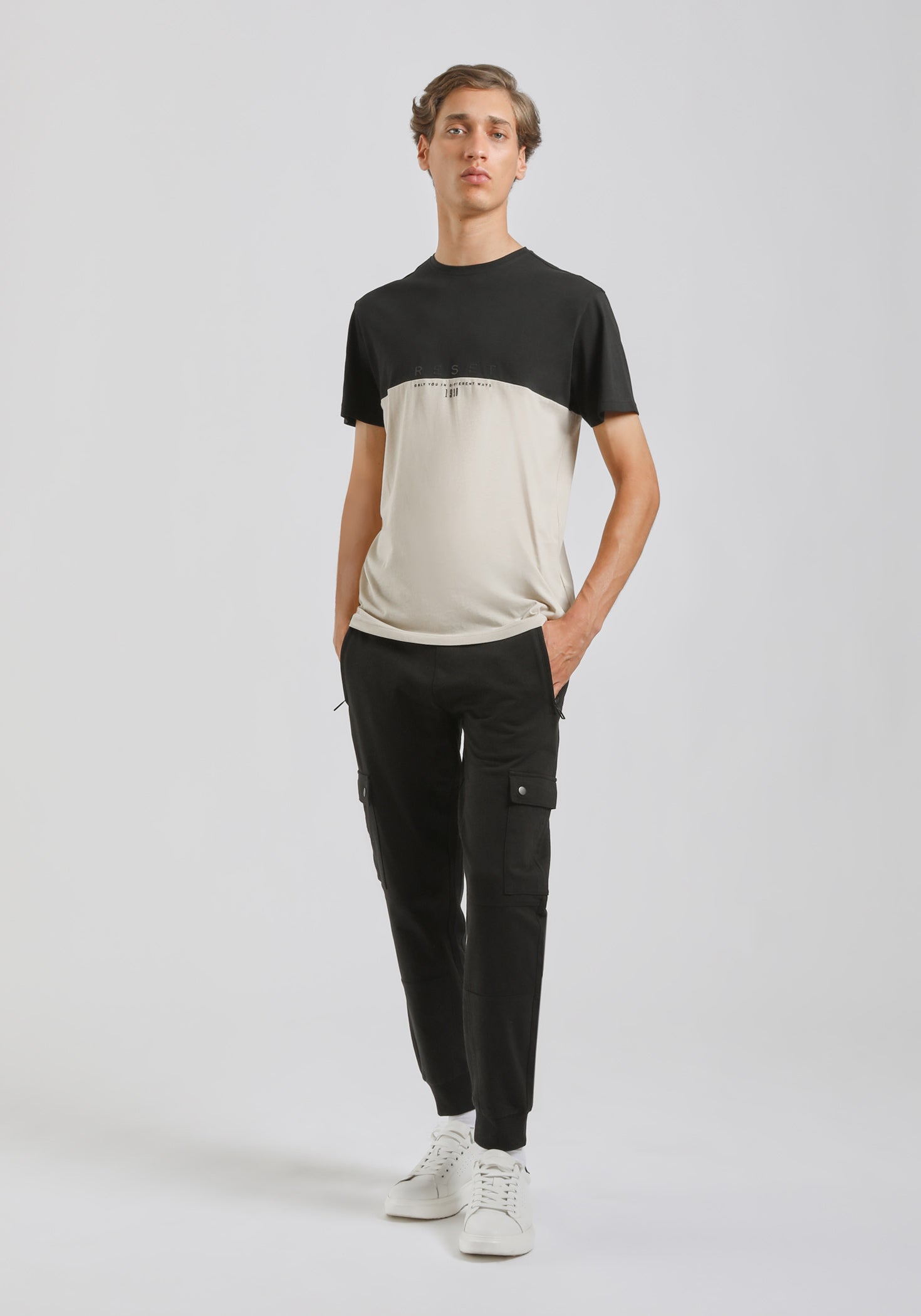 T-shirt colorblock|Colore:Sabbia