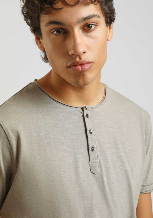 T-shirt collo serafino|Colore:Grigio medio