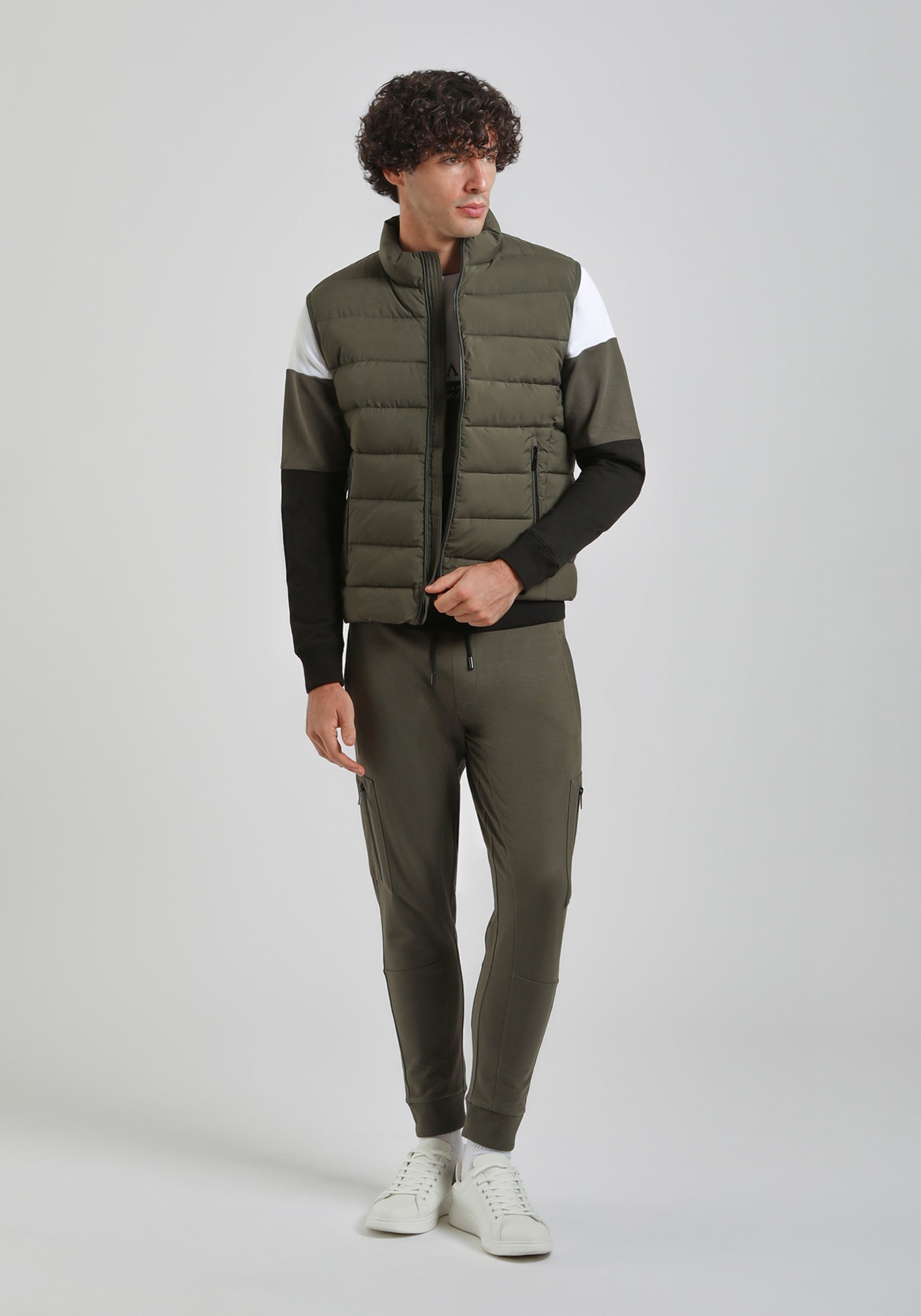 Smanicato imbottito in tessuto tecnico|Colore:Militare