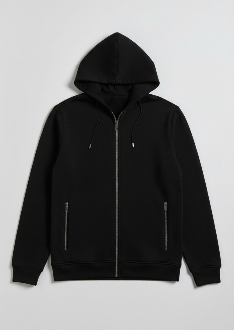 Felpa zip con cappuccio|Colore:Nero