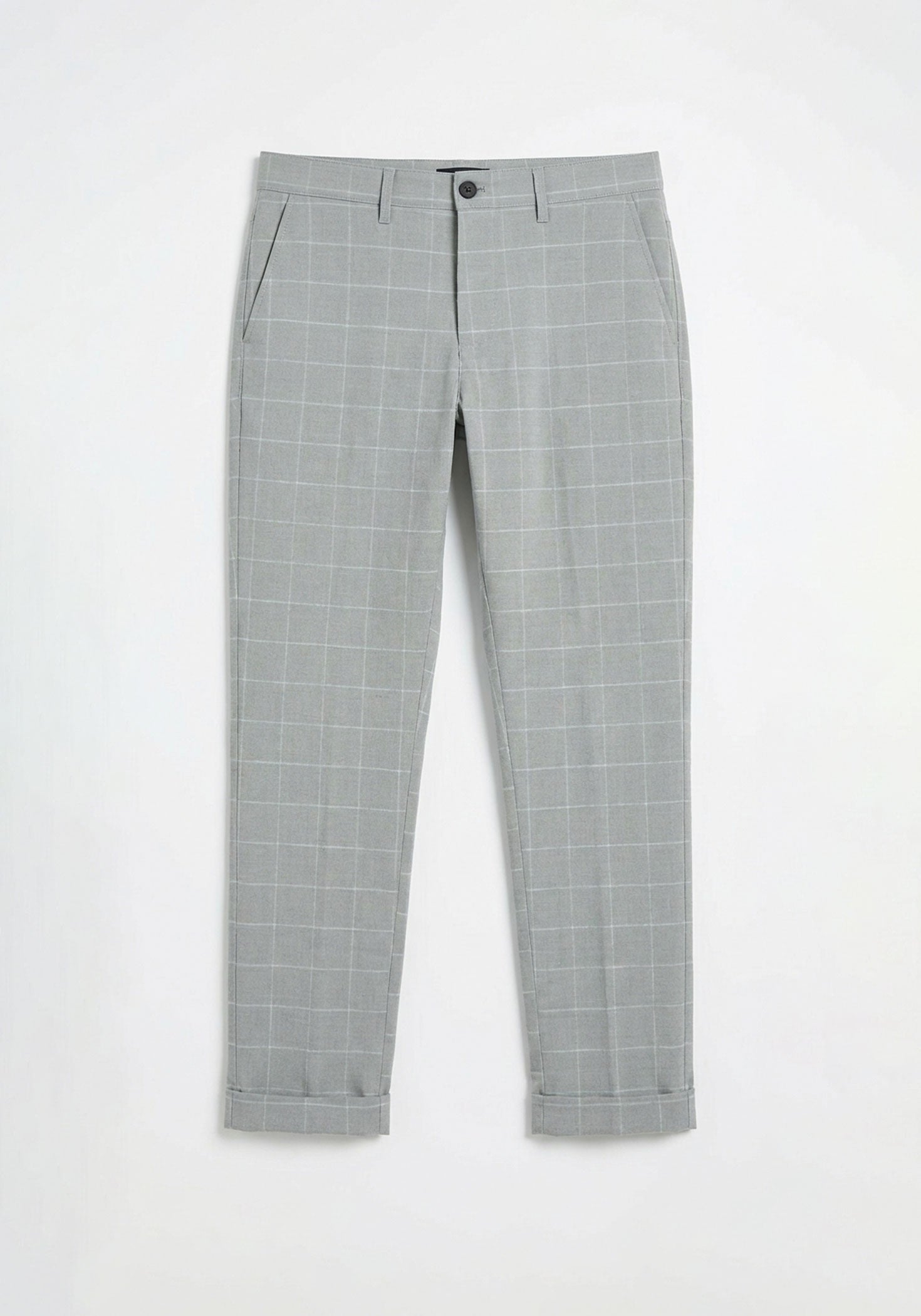 Pantaloni chino con fantasia a quadri|Colore:Grigio