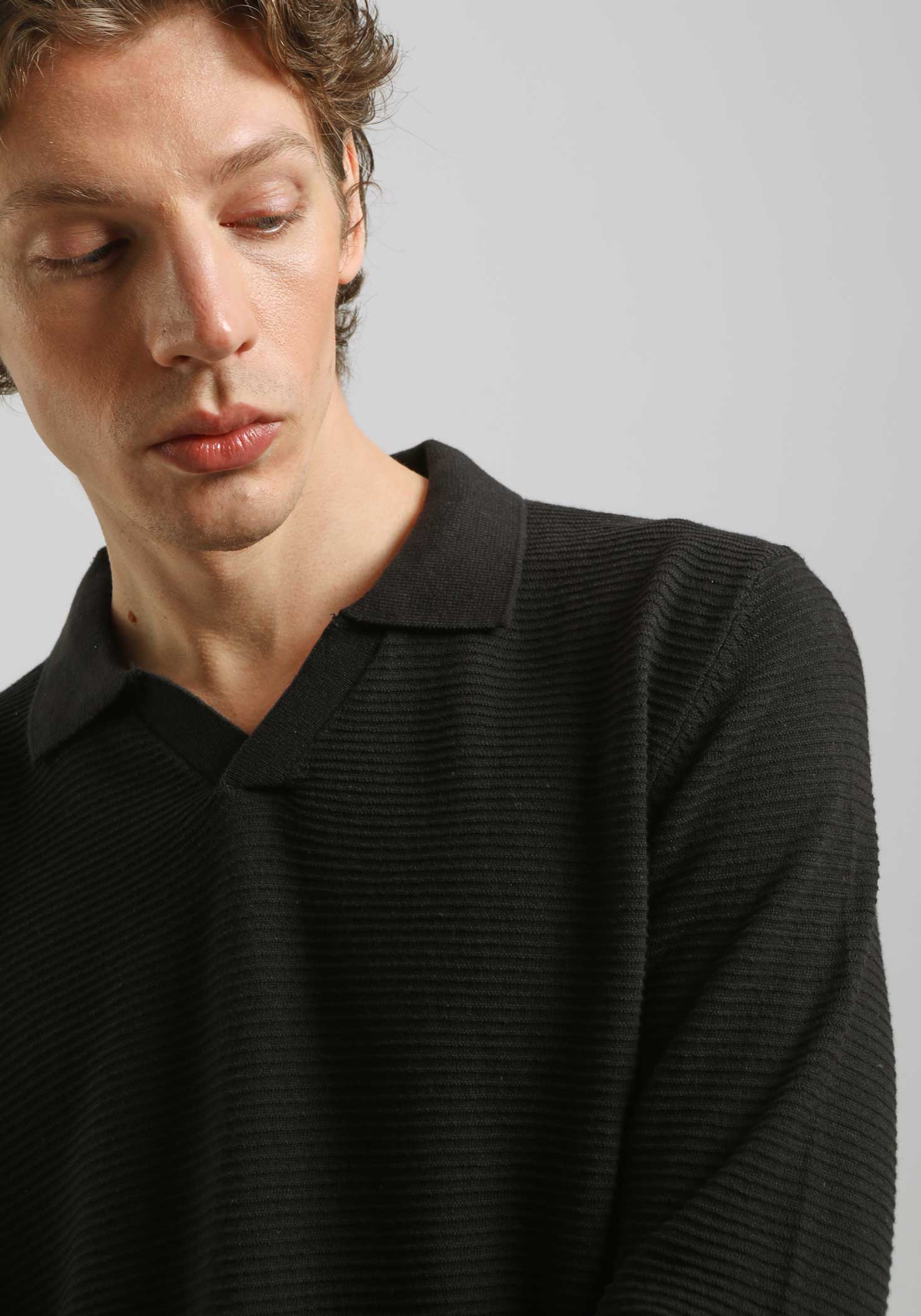 Polo manica lunga|Colore:Nero