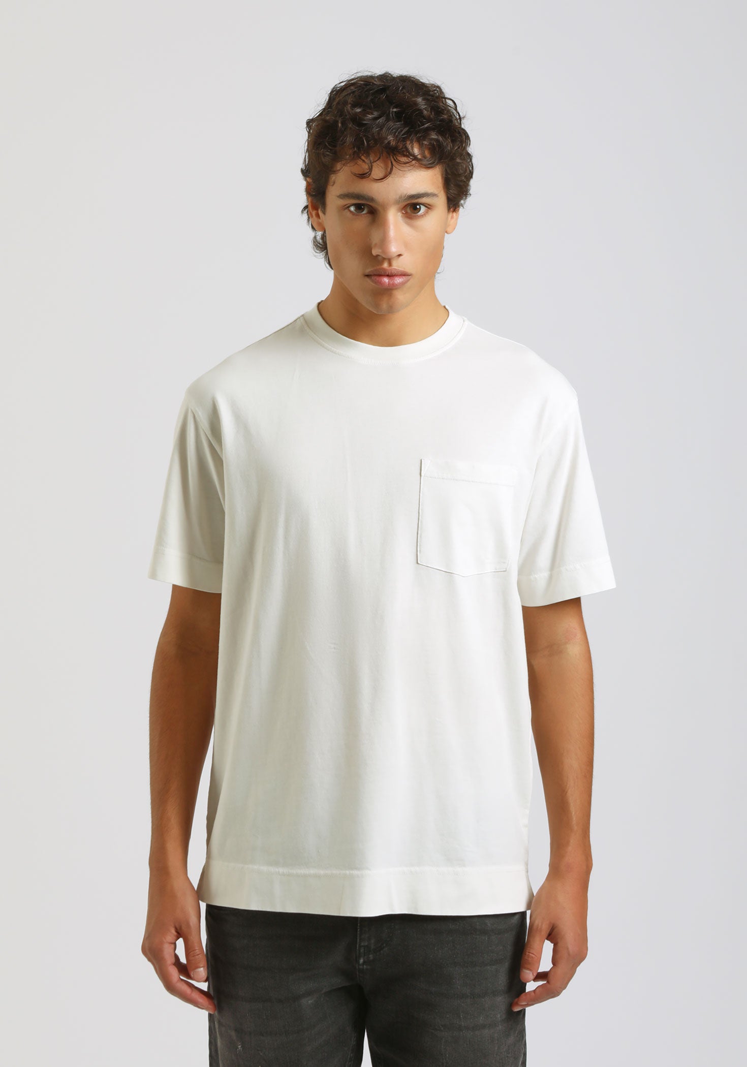T-shirt effetto lavato con taschino|Colore:Off white