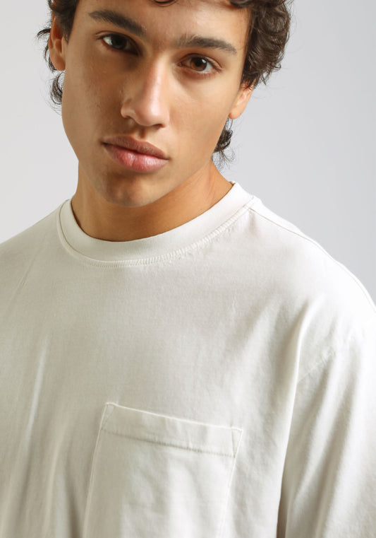 T-shirt effetto lavato con taschino|Colore:Off white