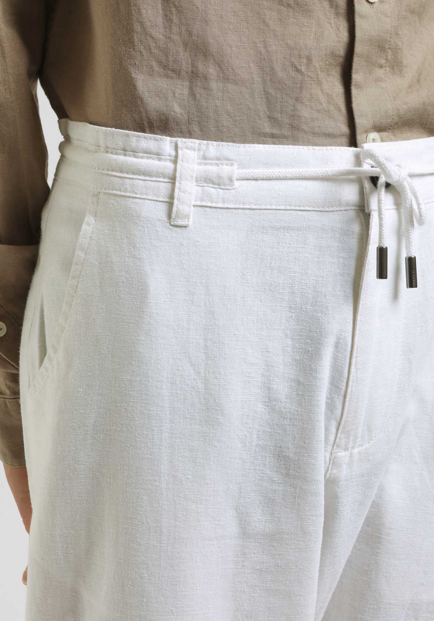Pantaloni misto lino|Colore:Bianco
