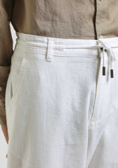 Pantaloni misto lino|Colore:Bianco