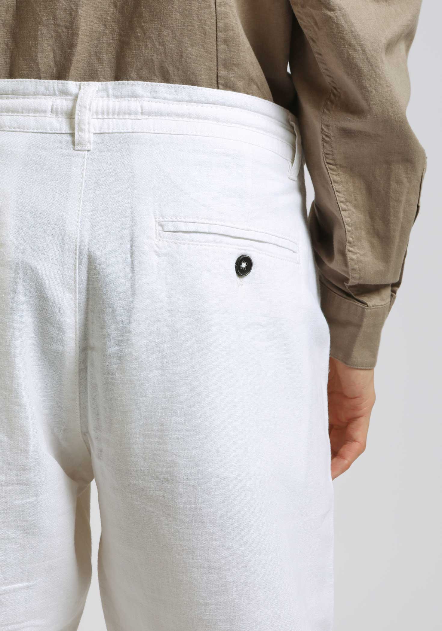 Pantaloni misto lino|Colore:Bianco