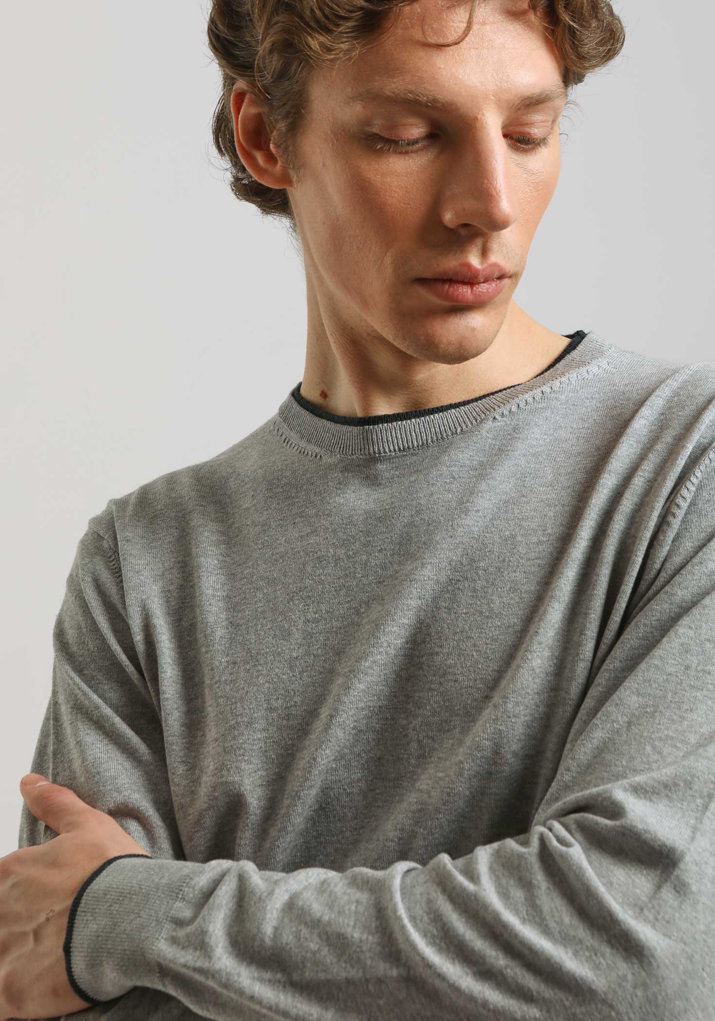 Maglia girocollo doppio collo|Colore:Grigio melange