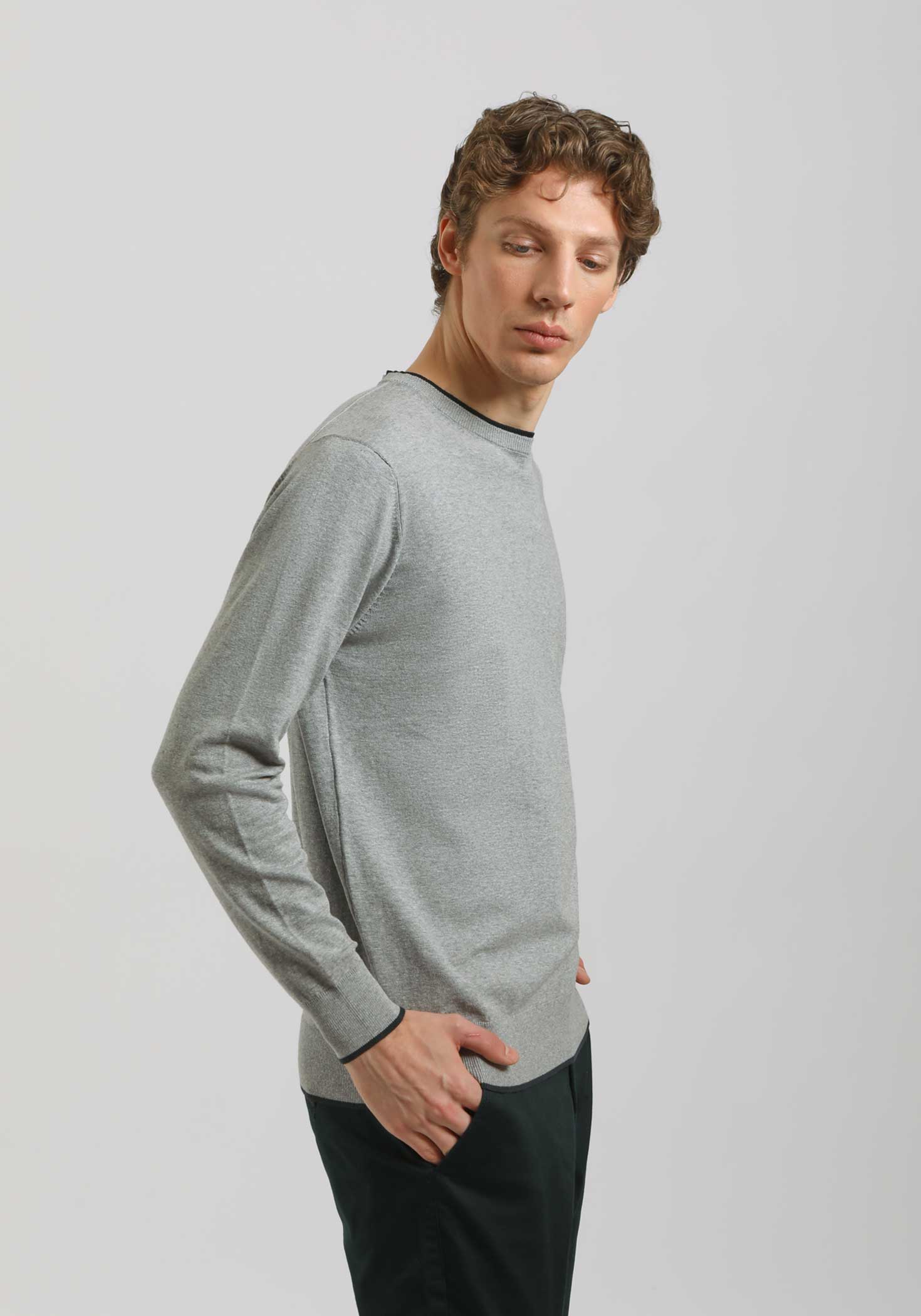 Maglia girocollo doppio collo|Colore:Grigio melange