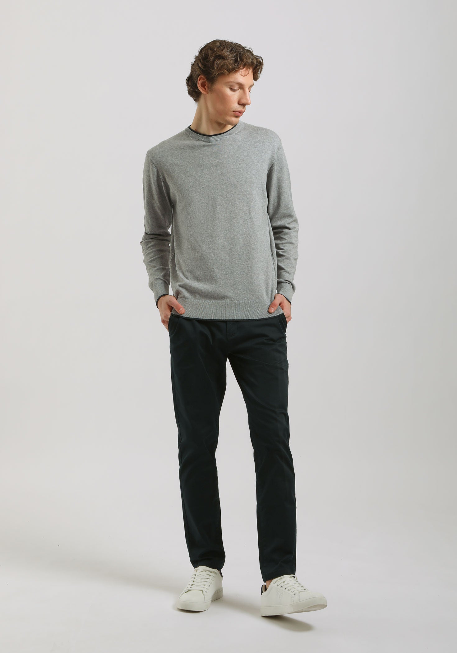 Maglia girocollo doppio collo|Colore:Grigio melange