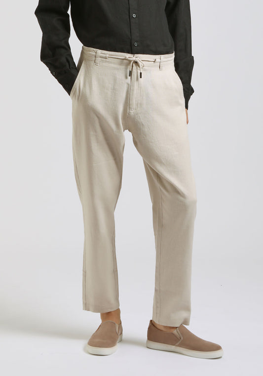 Pantaloni misto lino|Colore:Beige chiaro