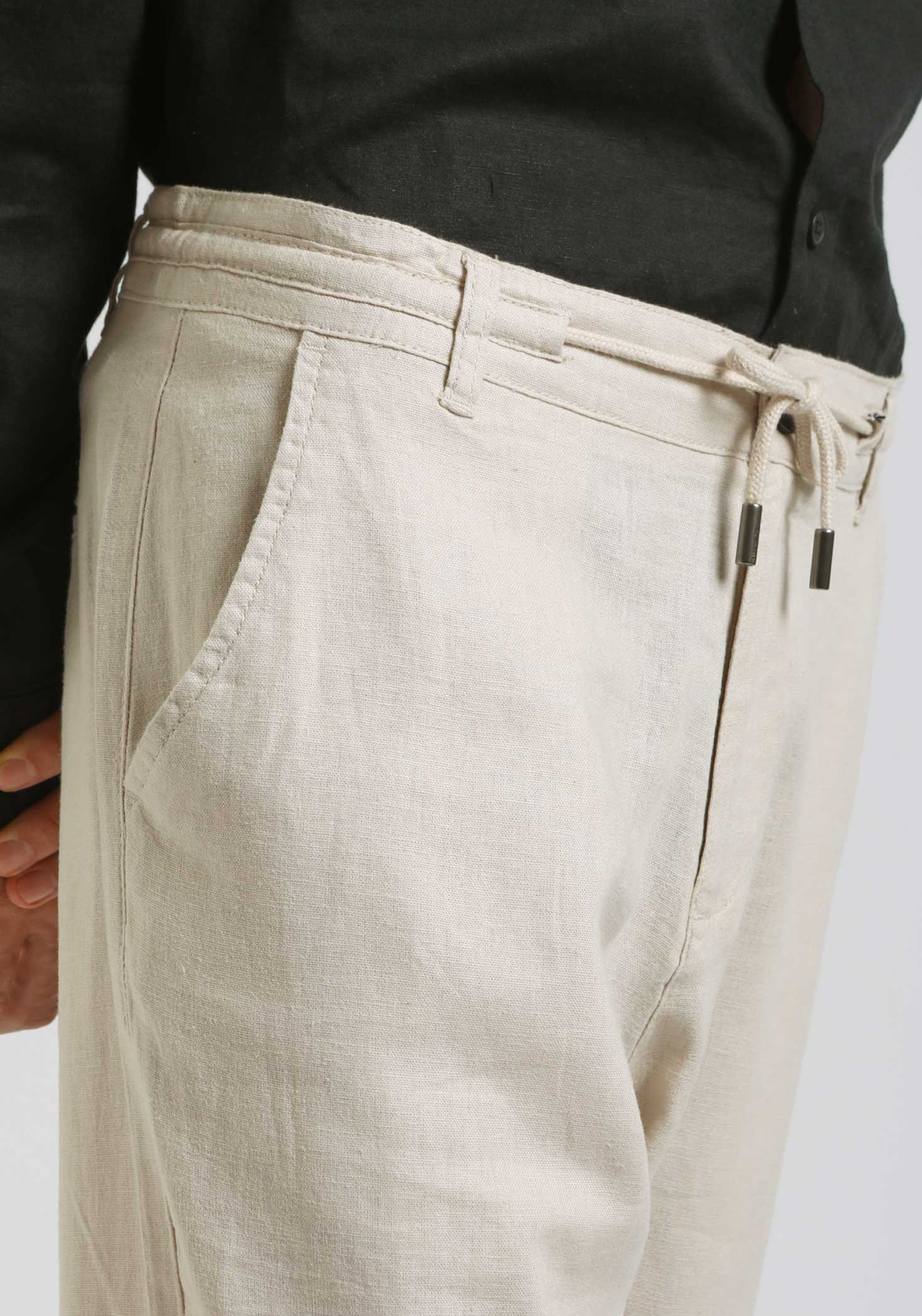 Pantaloni misto lino|Colore:Beige chiaro