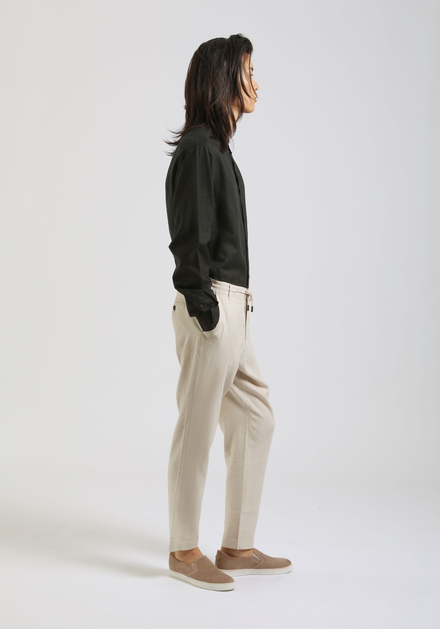 Pantaloni misto lino|Colore:Beige chiaro