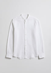 Camicia misto lino con collo coreano|Colore:Bianco