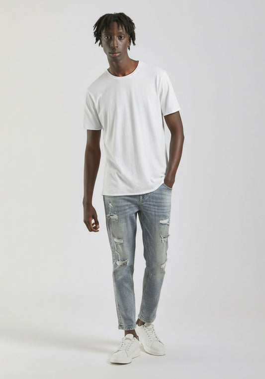 Jeans skinny fit con strappi|Colore:Jeans